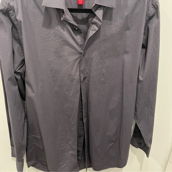 Alfani Dark Gray Slim Fit Stretch Button Down Shirt - Picture 2 of 7
